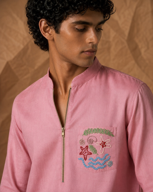 Pink Sea Embroidered Kurta