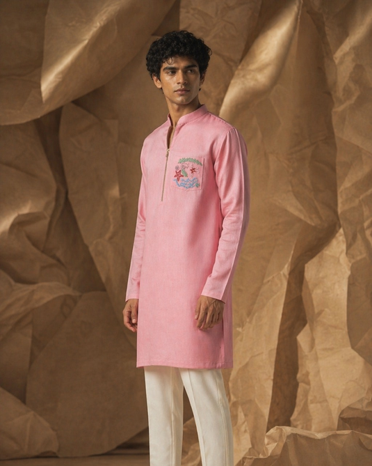 Pink Sea Embroidered Kurta
