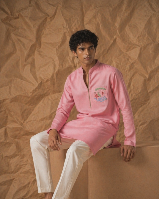 Pink Sea Embroidered Kurta