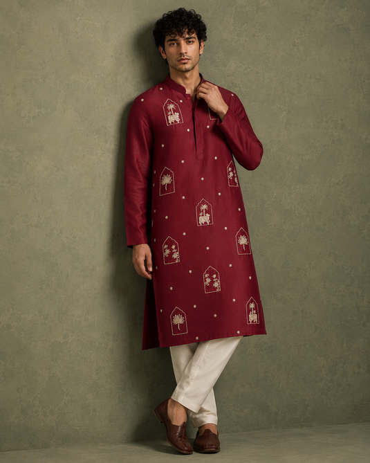 Maroon Courtyard Kurta