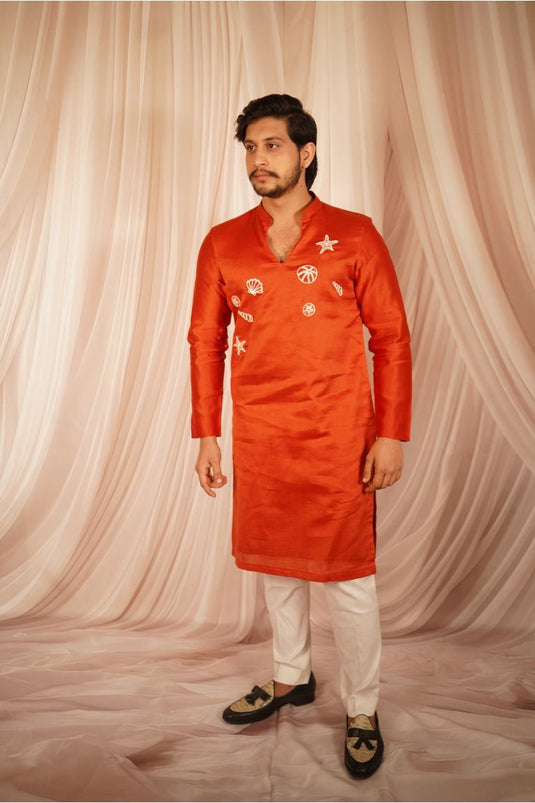 Coral Rust Shoreline Kurta
