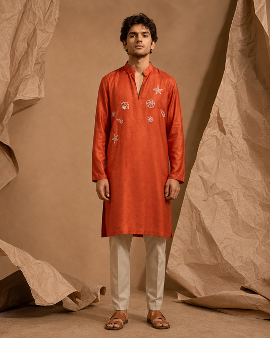 Coral Rust Shoreline Kurta