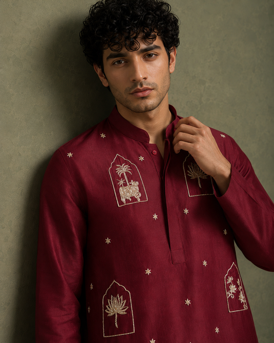 Maroon Courtyard Kurta