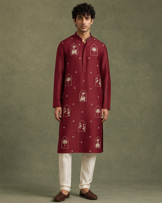 Maroon Courtyard Kurta