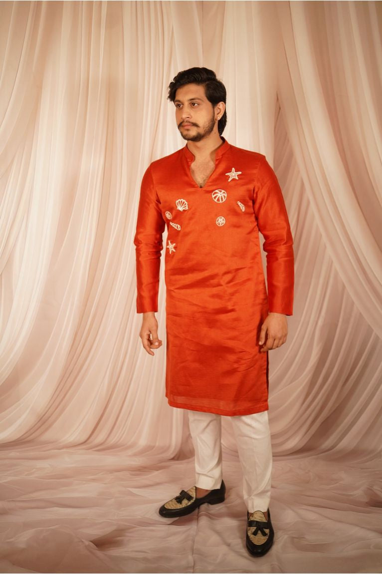 Coral Rust Shoreline Kurta
