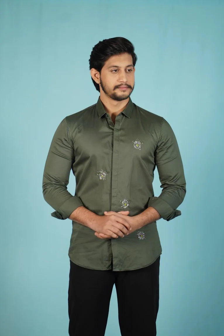 Olive Green Turtle Trail Shirt